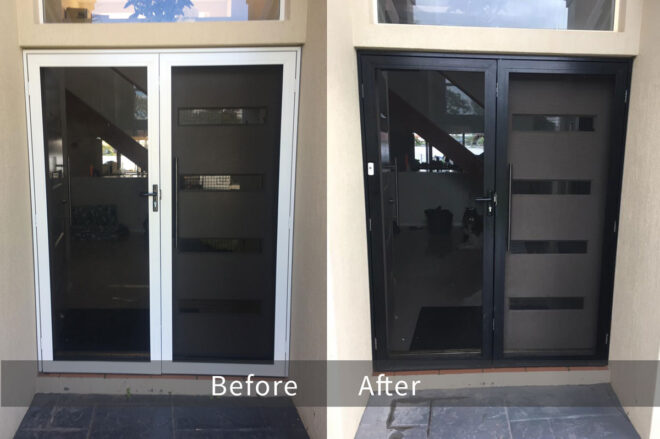 Recolouring Aluminium Door Before & After