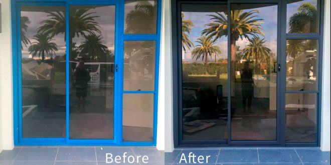 Recolouring Aluminium Door Before & After